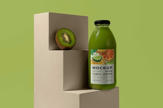 Delicious green drink bottle mockup