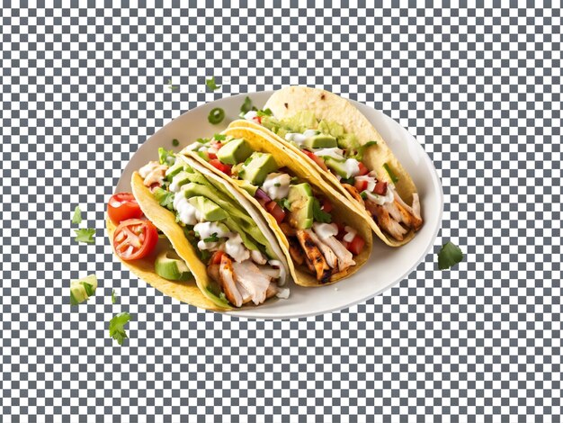 Delicious grilled chicken tacos isolated on transparent background