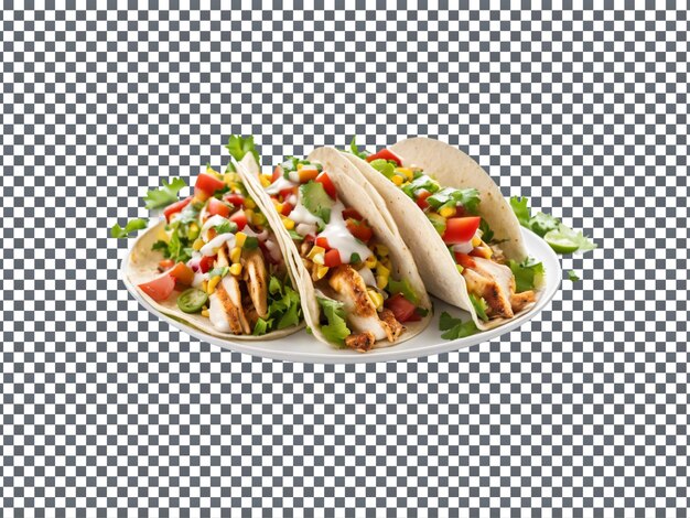 Delicious grilled chicken tacos isolated on transparent background