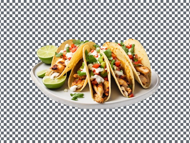 Delicious grilled chicken tacos isolated on transparent background