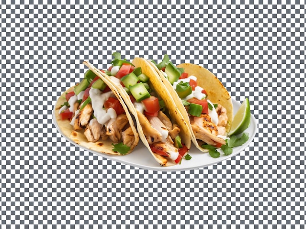 PSD delicious grilled chicken tacos isolated on transparent background