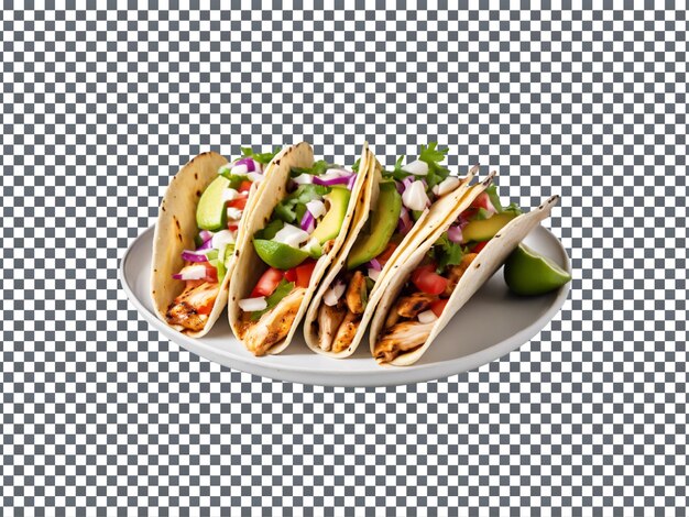 Delicious grilled chicken tacos isolated on transparent background