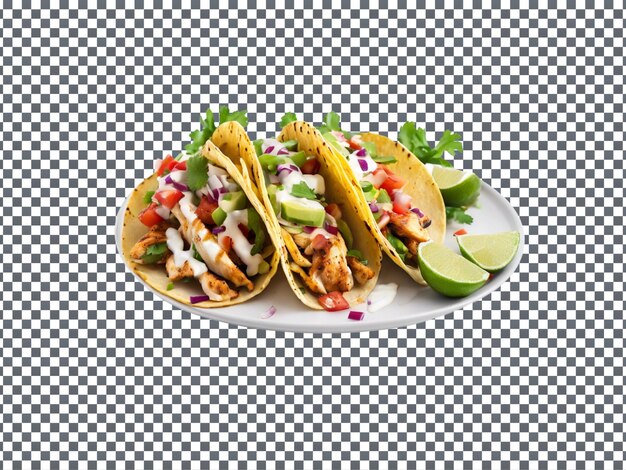 Delicious grilled chicken tacos isolated on transparent background