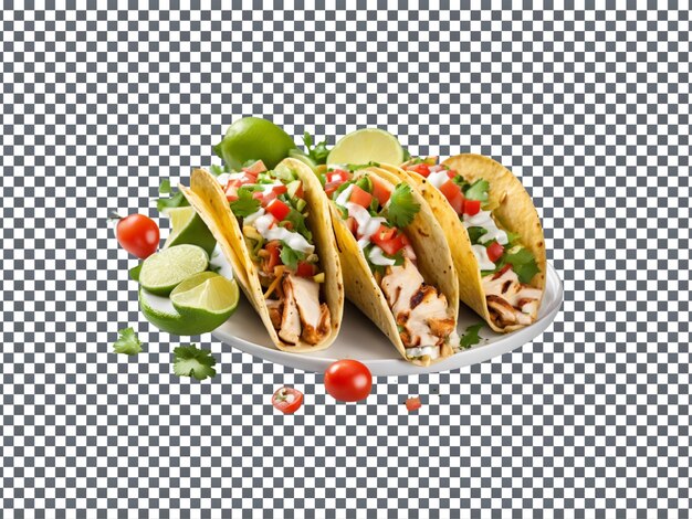 Delicious grilled chicken tacos isolated on transparent background