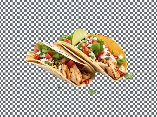 Delicious grilled chicken tacos isolated on transparent background