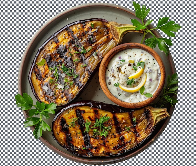 PSD delicious grilled eggplant isolated on transparent background