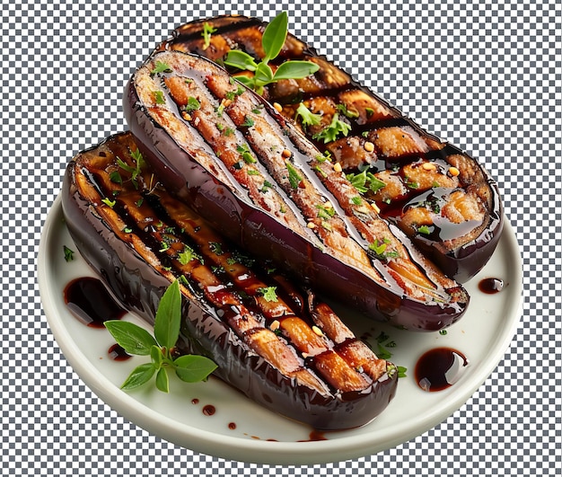 Delicious Grilled Eggplant isolated on transparent background