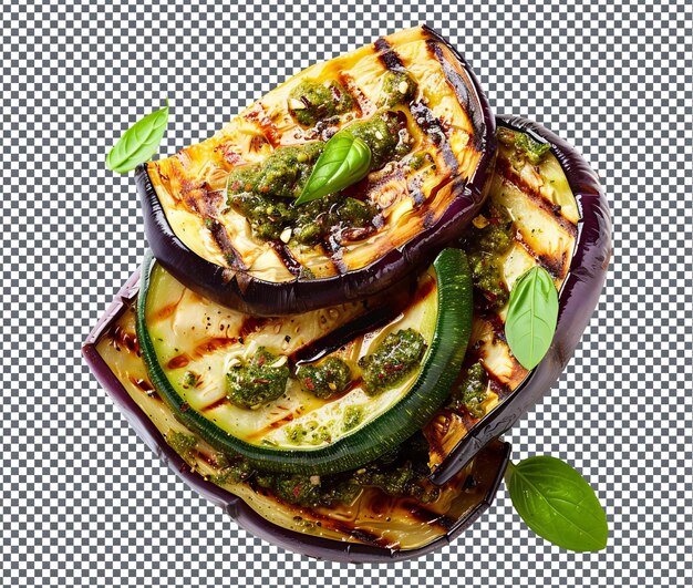 Delicious Grilled Eggplant and Zucchini isolated on transparent background