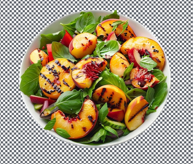 Delicious Grilled peaches Salad isolated on transparent background