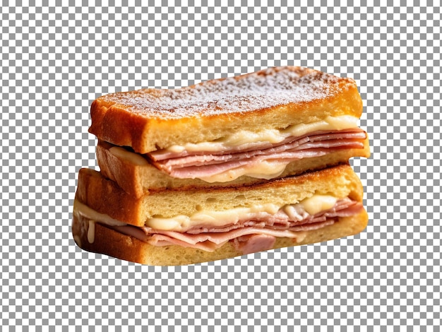 Delicious ham and cheese sandwich isolated on transparent background