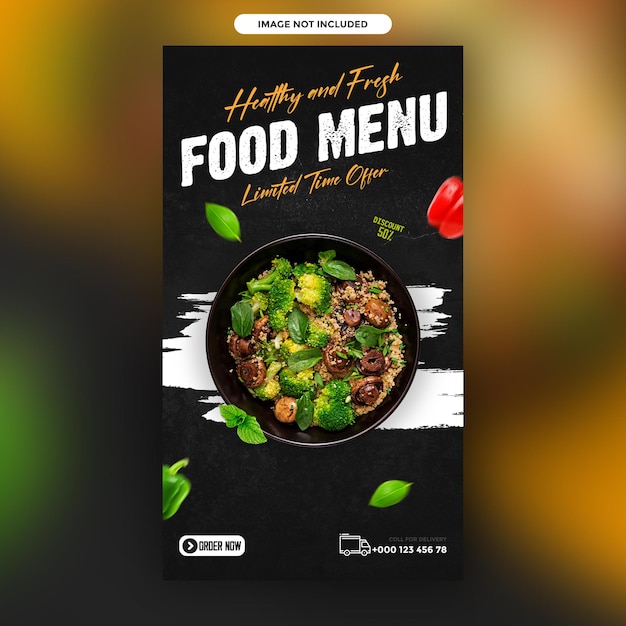 PSD delicious healthy food and social media and instagram post banner template design psd