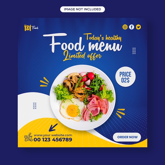 Delicious healthy food social media Instagram post design