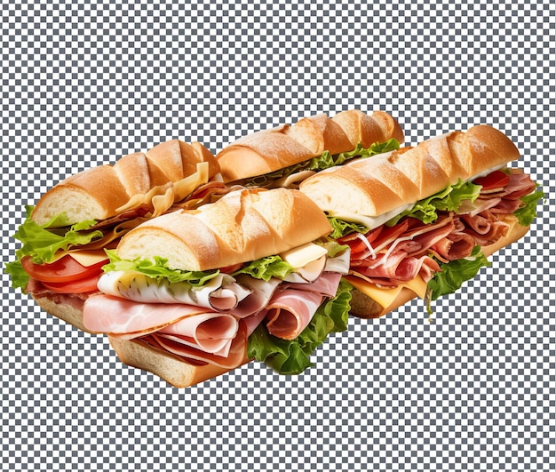 PSD delicious hoagie rolls long rolls isolated on transparent background