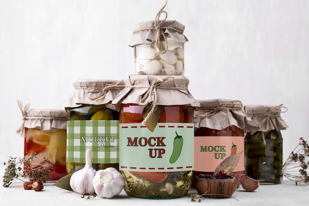 Delicious homemade preserves concept mock-up