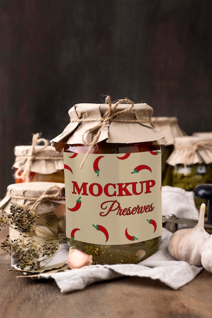 Delicious homemade preserves concept mock-up