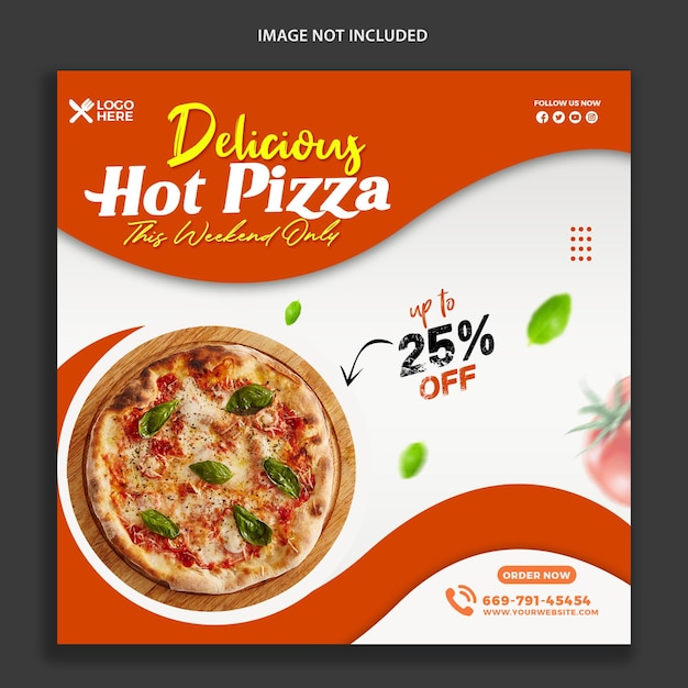 Delicious hot pizza Instagram social media post template