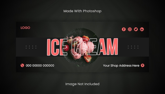 PSD delicious ice cream social media cover or facebook cover design