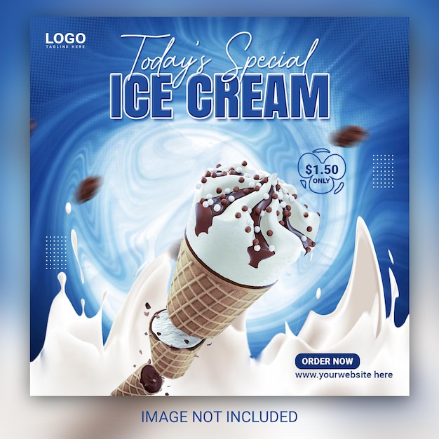 Delicious ice cream social media post banner design templates