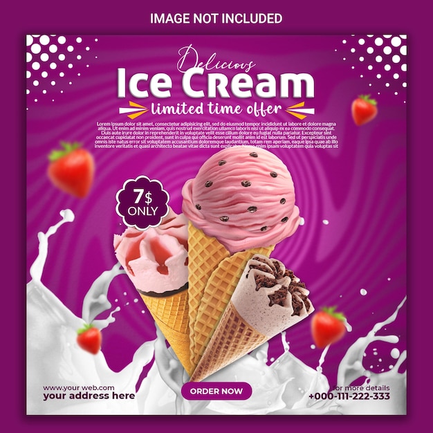 delicious ice cream social media post template