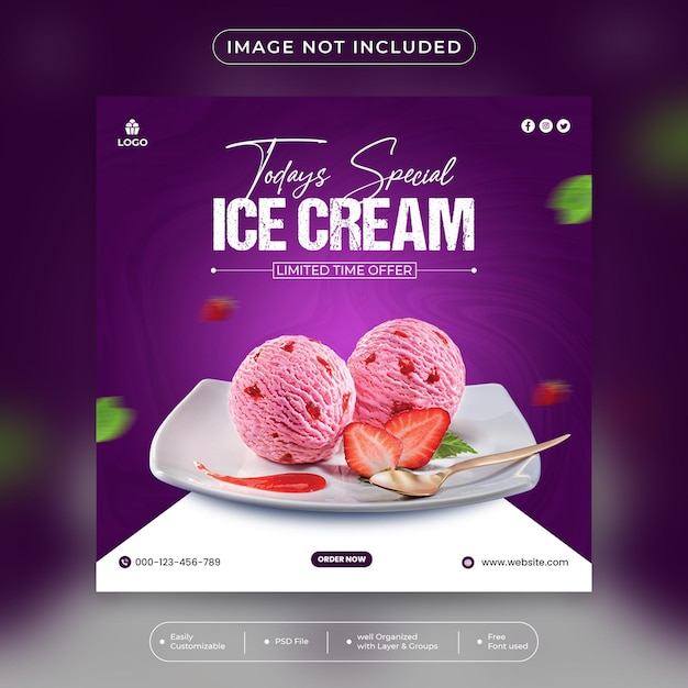 delicious ice cream social media post templates and Instagram banner post design template