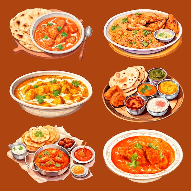 Delicious Indian cuisine dishes variety