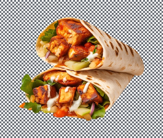 Delicious indian tikka wrap isolated on transparent background