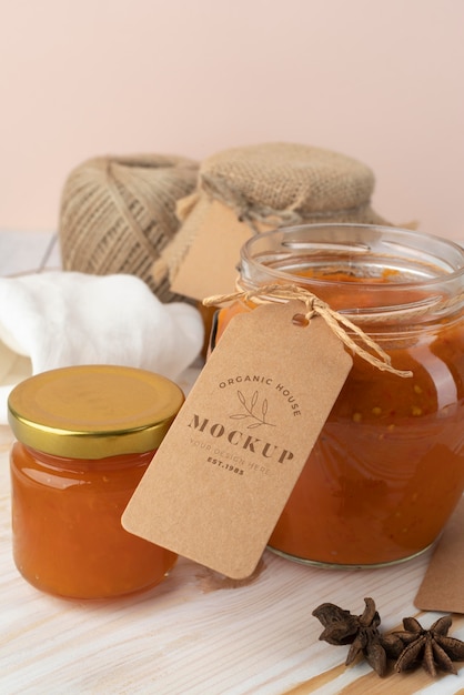 Delicious jam jar label mockup