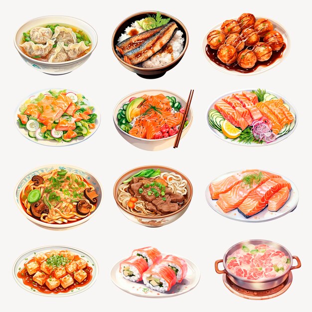 Delicious Japanese cuisine assortment