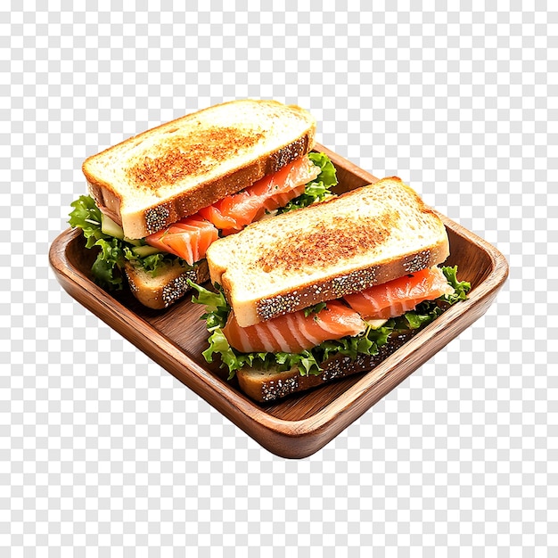 Delicious jerked salmon sandwiches isolated on a transparent backdrop for marketing