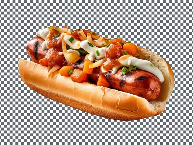 PSD delicious kimchi hotdog isolated on transparent background