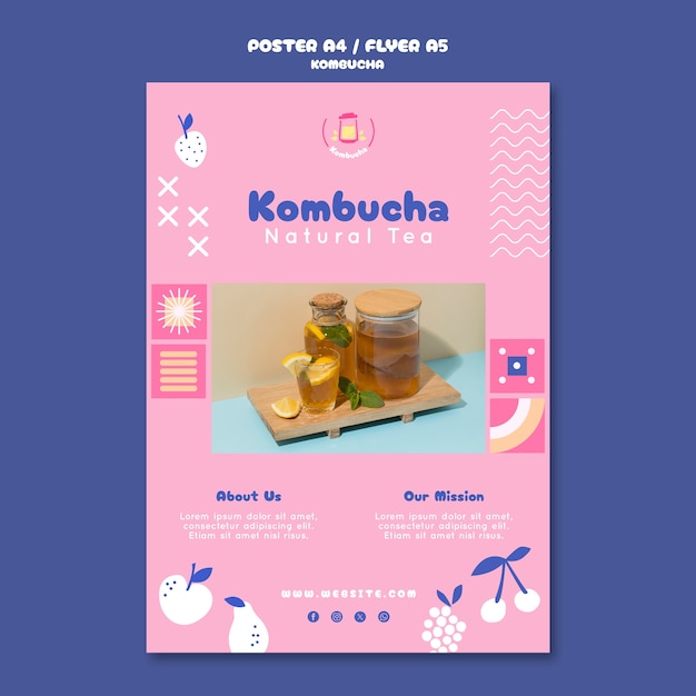 Delicious kombucha poster template