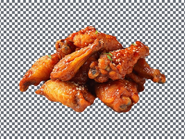 Delicious Korean style fried chicken isolated on transparent background