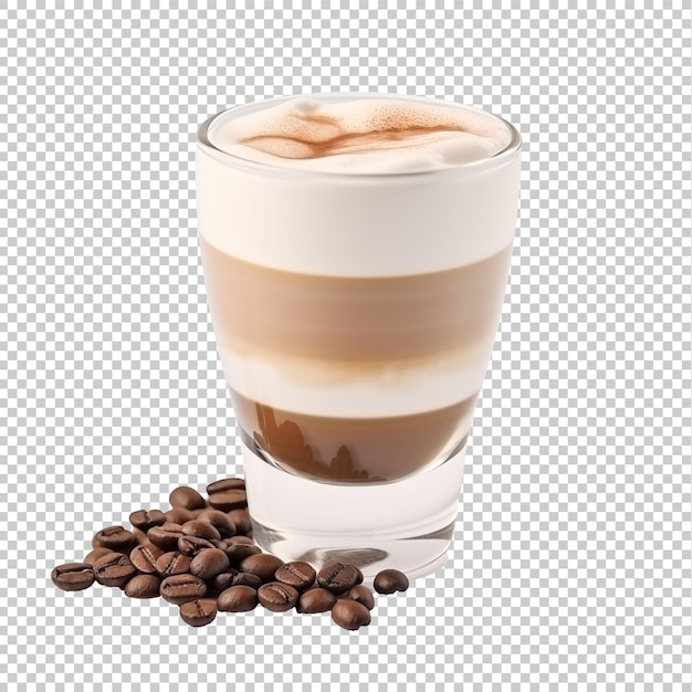 Delicious latte macchiato on a transparent background