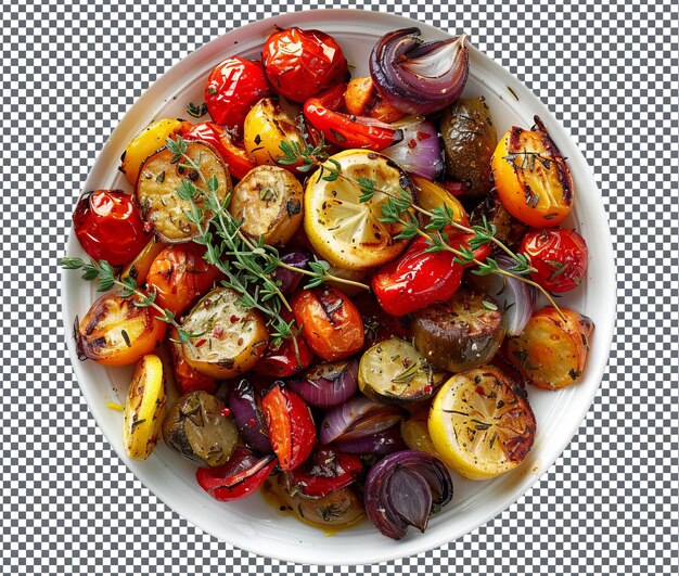 PSD delicious lemon thyme roasted vegetables isolated on transparent background