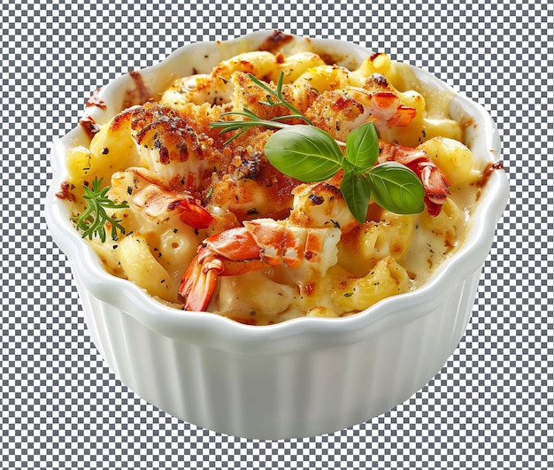 Delicious Lobster mac and cheese isolated on transparent background