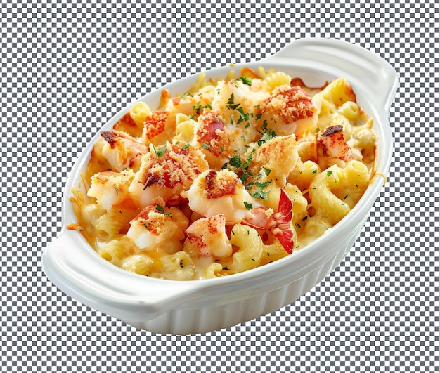 Delicious Lobster mac and cheese isolated on transparent background