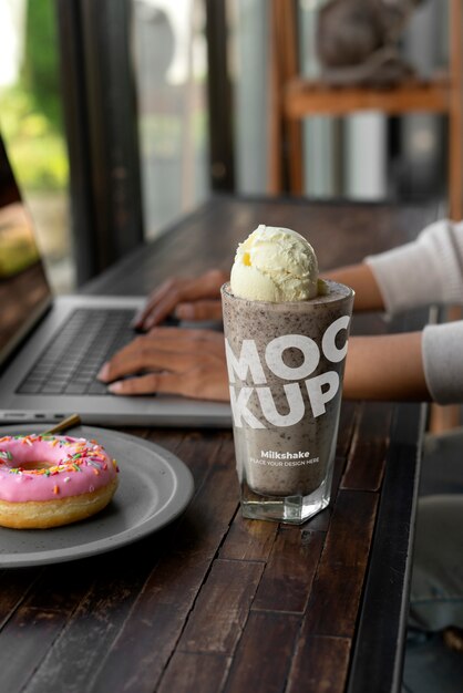 Delicious milkshake cup mockup