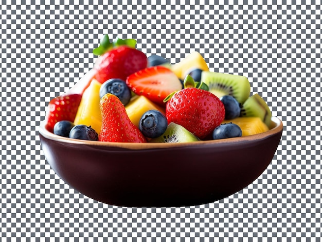 Delicious mix fruit salad bowl isolated on transparent background