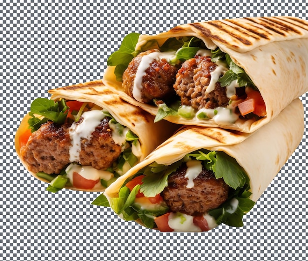 Delicious moroccan lamb kofta wrap isolated on transparent background