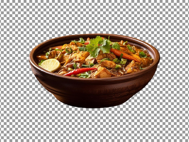 Delicious mouthwatering chicken karahi dish isolated on transparent background