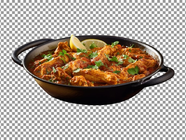 Delicious mouthwatering chicken karahi dish isolated on transparent background