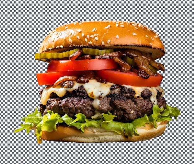 Delicious mushroom Swiss burger isolated on transparent background