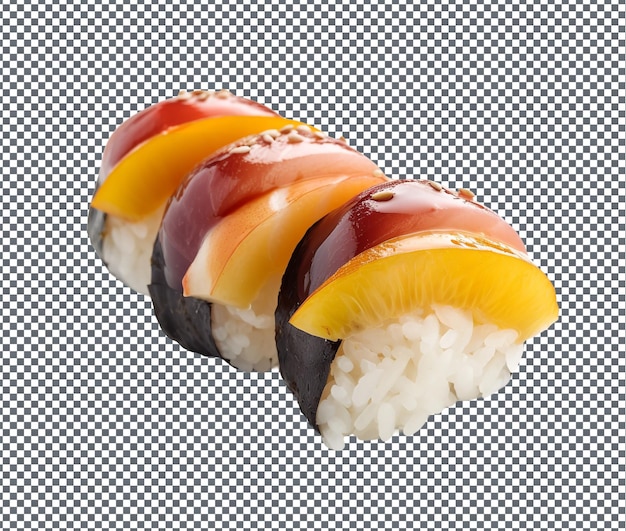 PSD delicious ngozi nutty nectarine nigiri isolated on transparent background