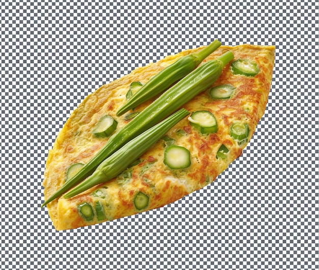 Delicious Okra Onion Omelette isolated on transparent background