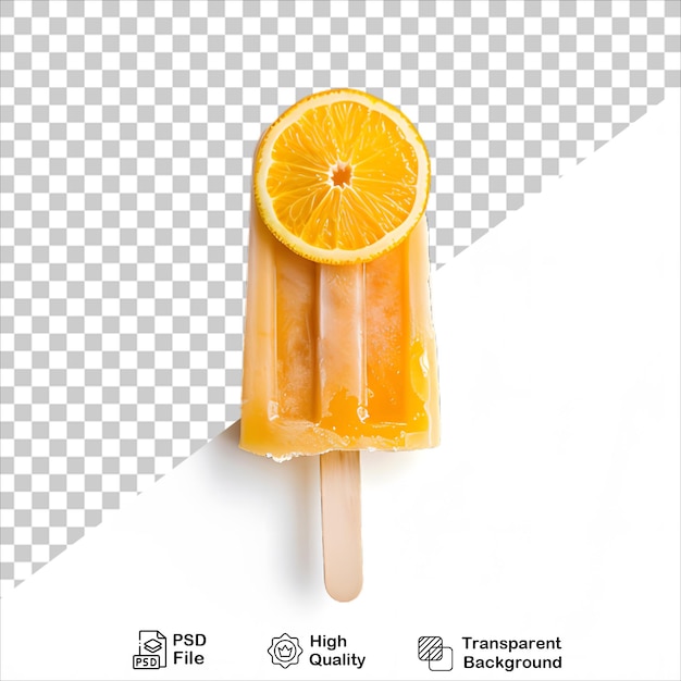 PSD delicious orange ice cream stick with transparent background