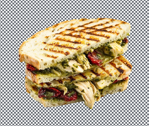 PSD delicious pesto chicken panini isolated on transparent background