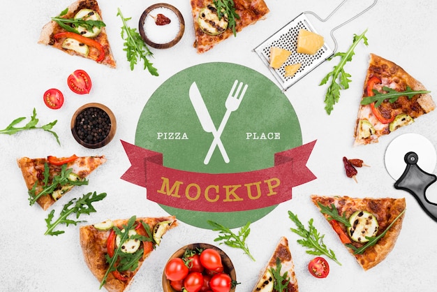 Delicious pizza concept mock-up