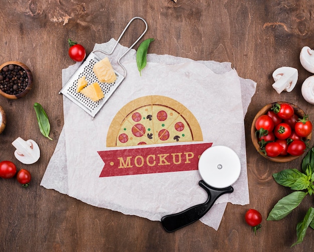 Delicious pizza concept mock-up