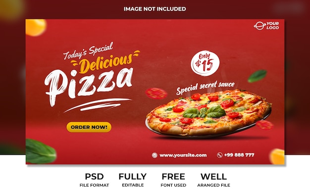 Delicious pizza fast food landing page banner advertisement template