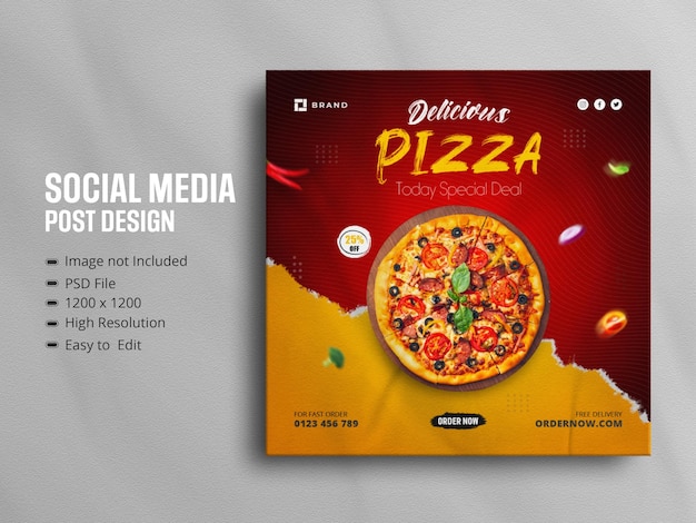 Delicious pizza food menu social media promotion and instagram banner post design